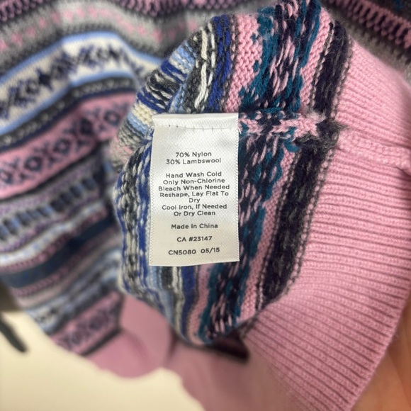 Talbots Fair Isle Lambswool Blend Crew Neck Sweater Multicolored Womens Sz Large - Picture 4 of 4